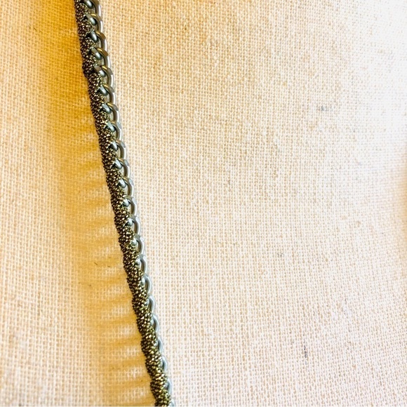 Statement Necklace Mixed Bead Links and Chain Silvertone and Ivory White - Picture 6 of 15